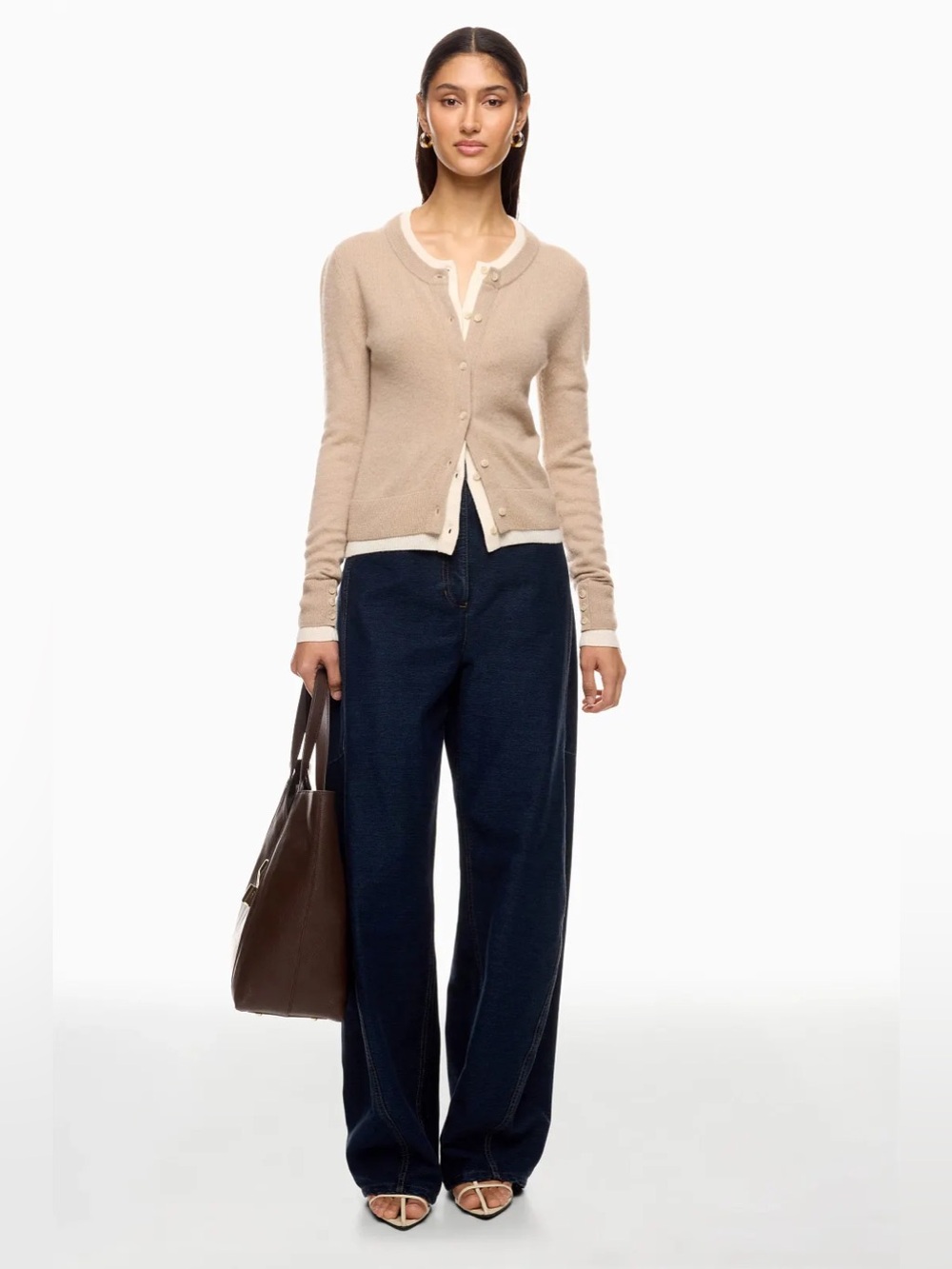 *Flawed RTR Naadam Tan Cashmino Layered Cardigan (0408)